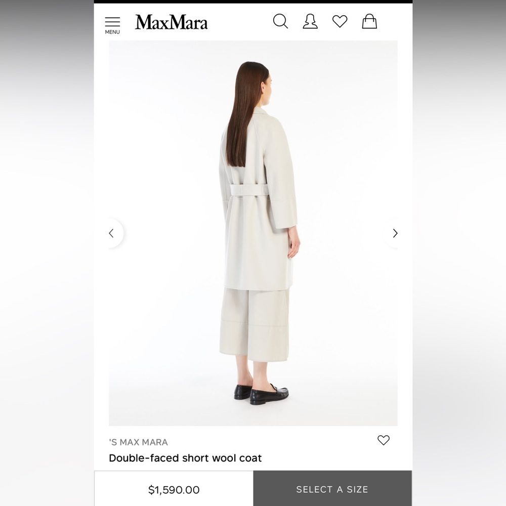 SOLD NWT ‘S Max Mara ‘Arona’ Double Faced Short Wool Coat with Belt Fall/Winter - Picture 8 of 17